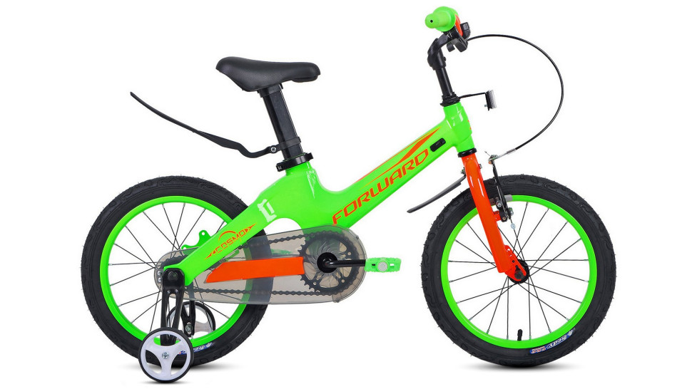 Велосипед FORWARD COSMO 16 (16" 1 ск.) 2022, зеленый QR