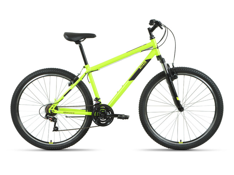 Велосипед ALTAIR MTB HT 27,5 1.0 (27,5" 21 ск. рост. 19") 2022, ярко-зеленый/черный