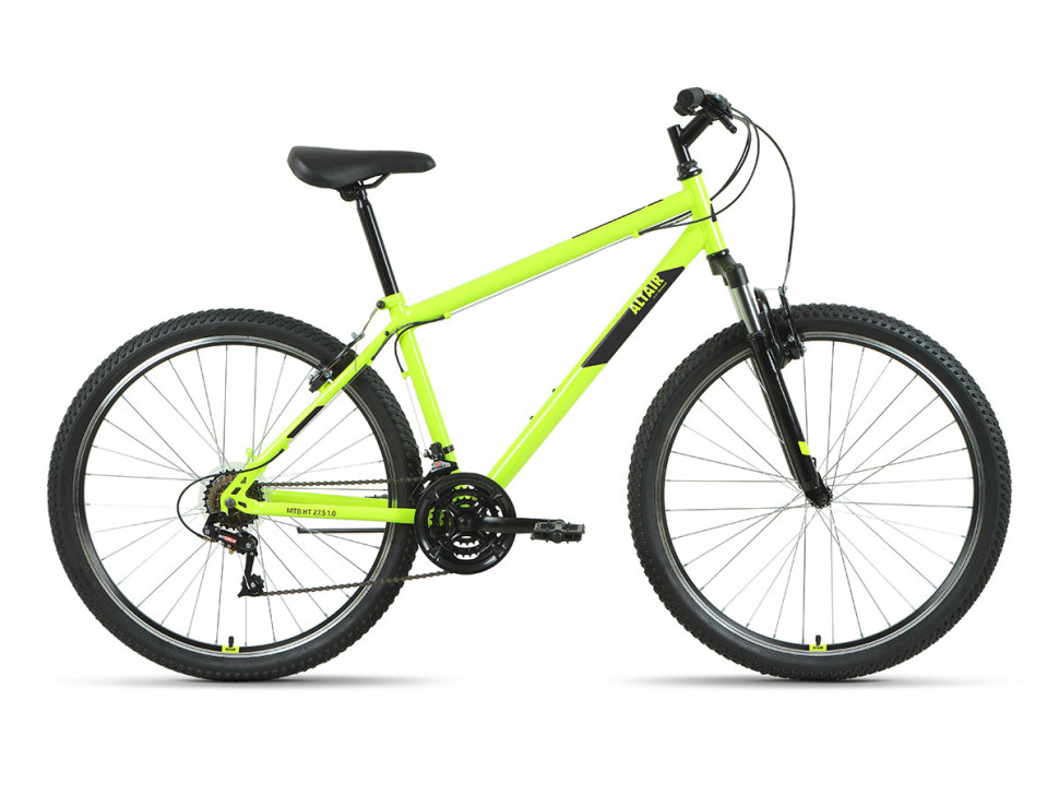 Велосипед ALTAIR MTB HT 27,5 1.0 (27,5" 21 ск. рост. 19") 2022, ярко-зеленый/черный