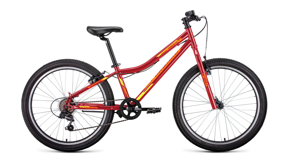 Велосипед FORWARD TITAN 24 1.0 (24" 6 ск. рост. 12") 2022, красный/желтый QR