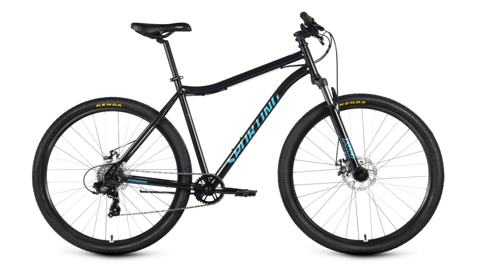 Велосипед FORWARD SPORTING 29 2.0 D (29" 8 ск. рост. 21") 2023, черный/бирюзовый QR