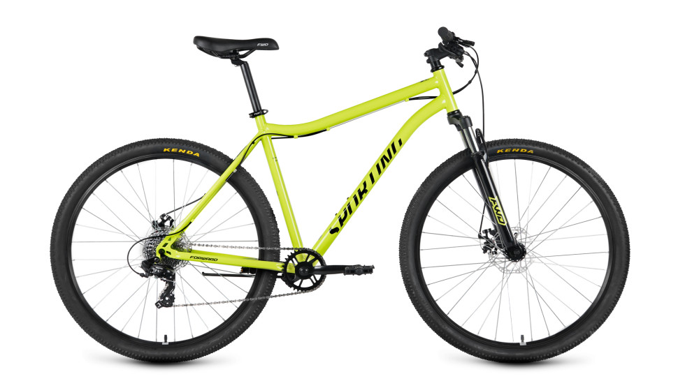 Велосипед FORWARD SPORTING 29 2.0 D (29" 8 ск. рост. 21") 2023, ярко-зеленый/черный QR