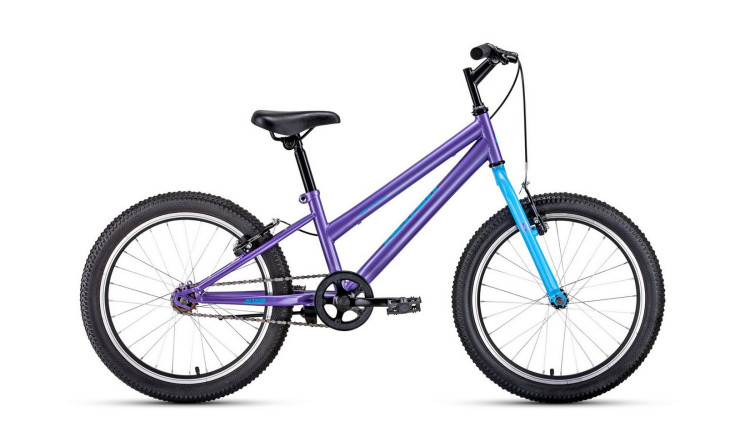 Велосипед ALTAIR MTB HT 20 low (20" 1 ск. рост 10.5") 2020-2021, фиолетовый/голубой