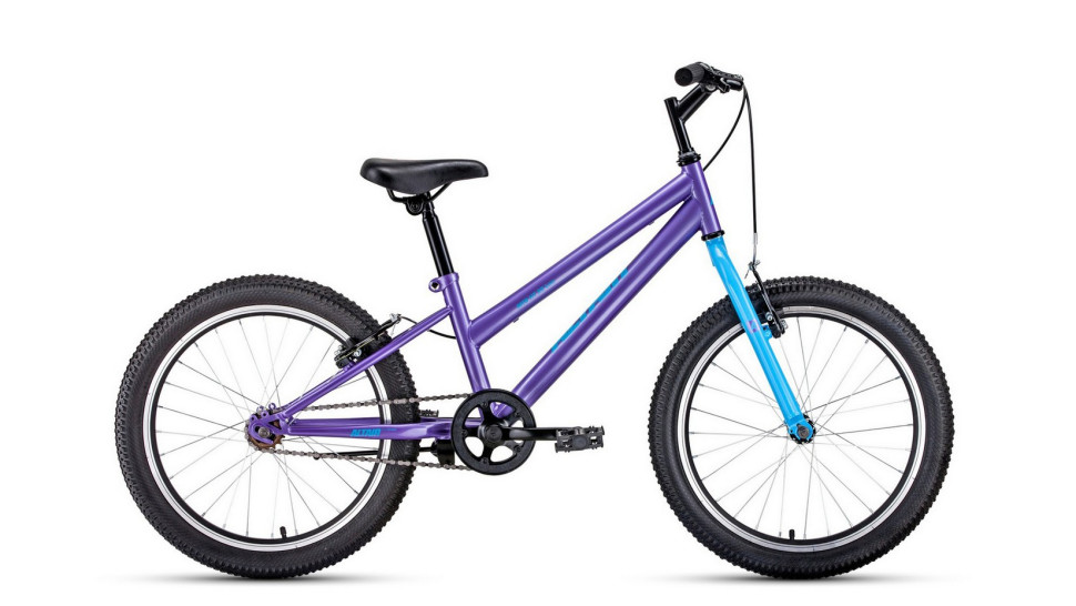 Велосипед ALTAIR MTB HT 20 low (20" 1 ск. рост 10.5") 2020-2021, фиолетовый/голубой