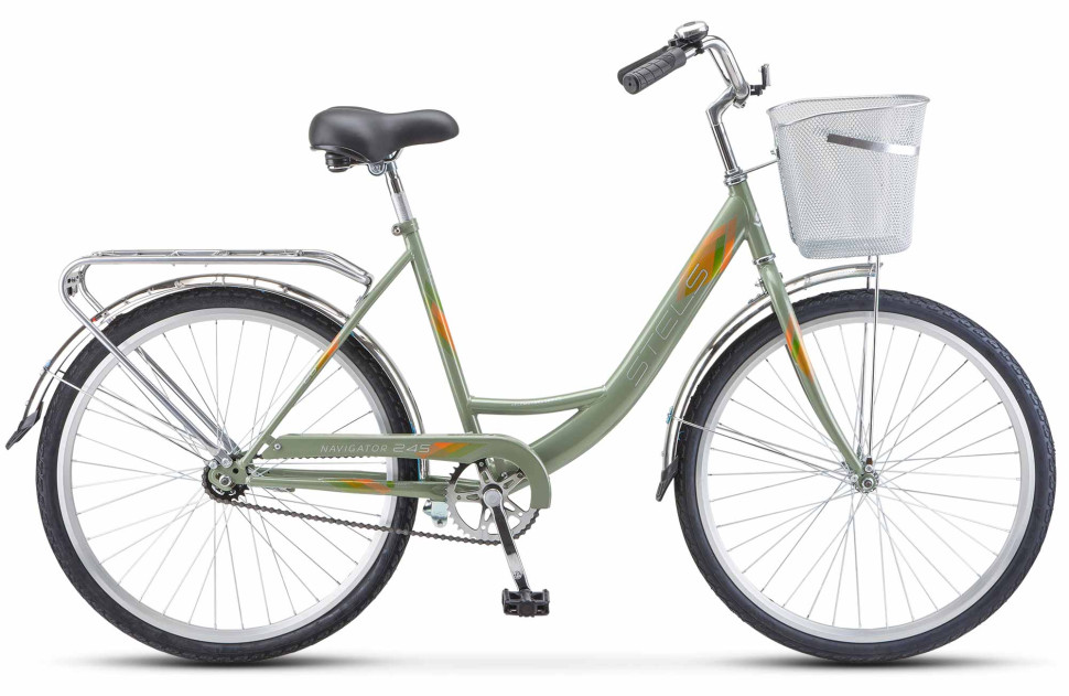 Велосипед STELS Navigator-245 C 26" (19" Оливковый) Z010 с корзинкой