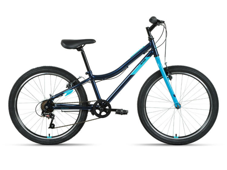 Велосипед ALTAIR MTB HT 24 1.0 (24" 6 ск. рост. 12") 2022, темно-синий/мятный