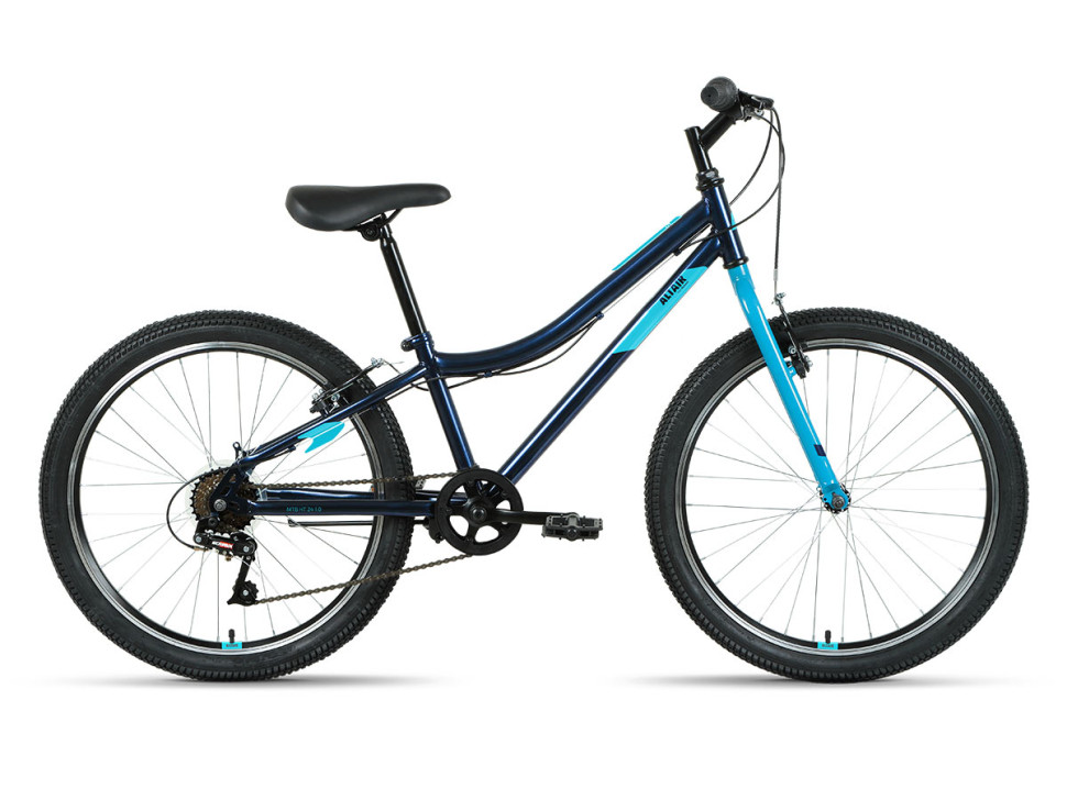 Велосипед ALTAIR MTB HT 24 1.0 (24" 6 ск. рост. 12") 2022, темно-синий/мятный