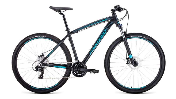 велосипед FORWARD NEXT 29 2.0 disc (29" 24 ск. рост 21") 2019-2020, черный/бирюзовый