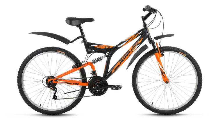 велосипед ALTAIR MTB FS 26 1.0 (26" 18ск рост 16'') черный / оранжевый матовый 2018