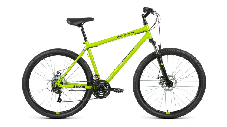Велосипед ALTAIR MTB HT 27,5 2.0 disc (27,5" 21 ск. рост 19") 2020-2021, зеленый/черный