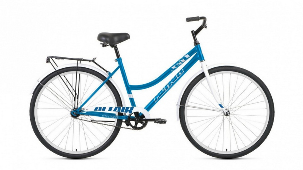 Велосипед ALTAIR CITY 28 LOW (28" 1 ск. рост. 19") 2023, голубой/белый QR