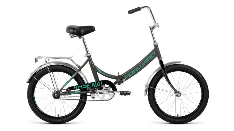 Велосипед FORWARD ARSENAL 20 1.0 (20" 1 ск. рост 14" скл.) 2020-2021, темно-серый/бирюзовый, RBKW1YF01009