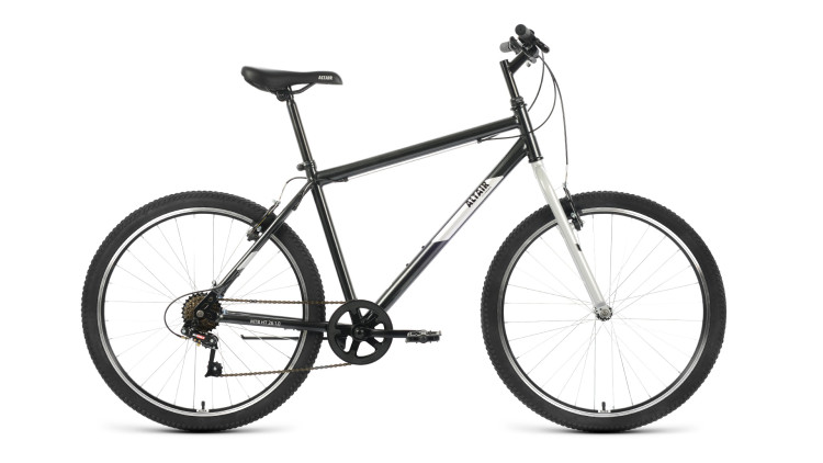 Велосипед ALTAIR MTB HT 26 1.0 (26" 7 ск. рост. 17") 2022, черный/серый QR