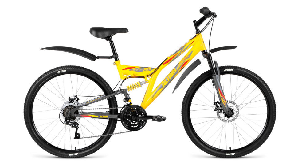 велосипед ALTAIR MTB FS 26 2.0 disc (26" 18ск рост 16'') желтый/серый матовый 2018