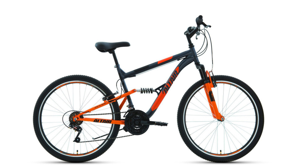 велосипед ALTAIR MTB FS 26 1.0 (26" 18 ск. рост 18") 2019-2020, серый/оранжевый