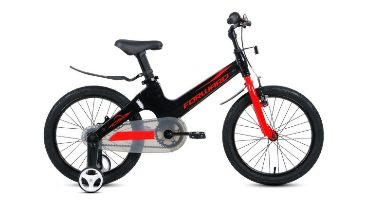 Велосипед FORWARD COSMO 18 (18" 1 ск.) 2022, черный/красный