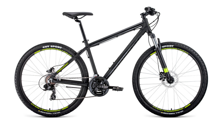 велосипед FORWARD APACHE 27,5 3.0 disc (27,5" 21 ск. рост 19") 2019-2020, черный мат.