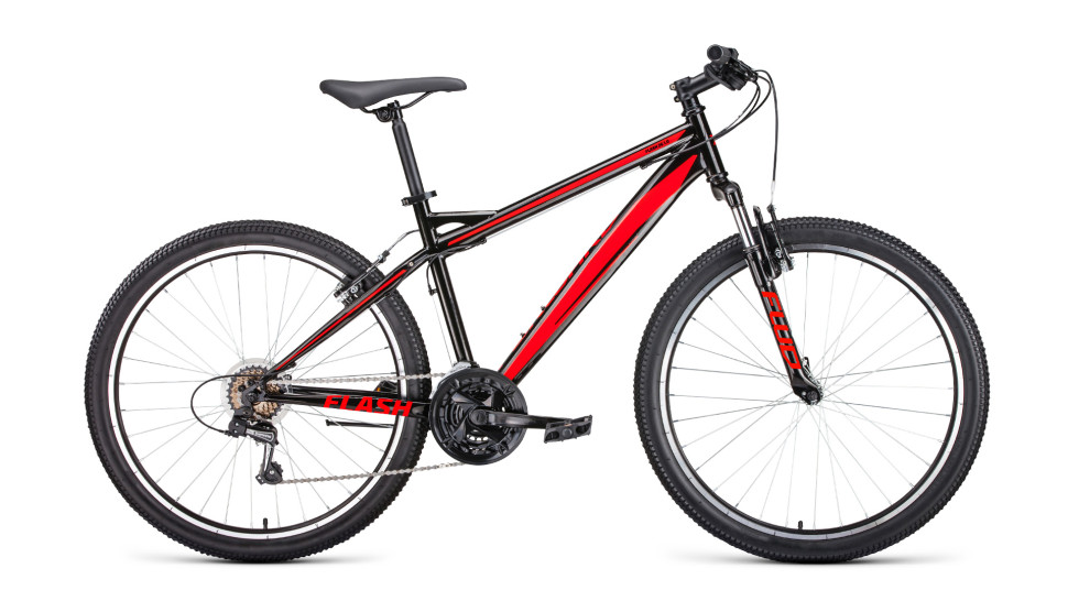 Велосипед FORWARD FLASH 26 1.0 (26" 21 ск. рост. 17") 2022, черный/красный