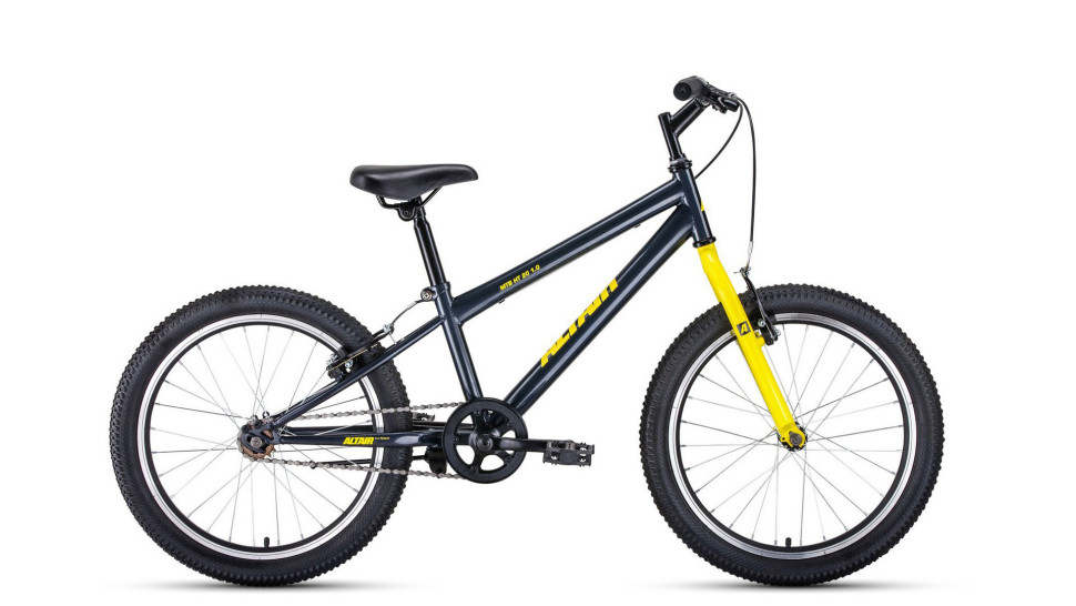 велосипед ALTAIR MTB HT 20 1.0 (20" 1 ск. рост 10.5") 2019-2020, серый/желтый