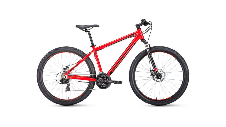 велосипед FORWARD APACHE 29 2.0 disc (29" 21 ск. рост 17") 2019-2020, красный/черный