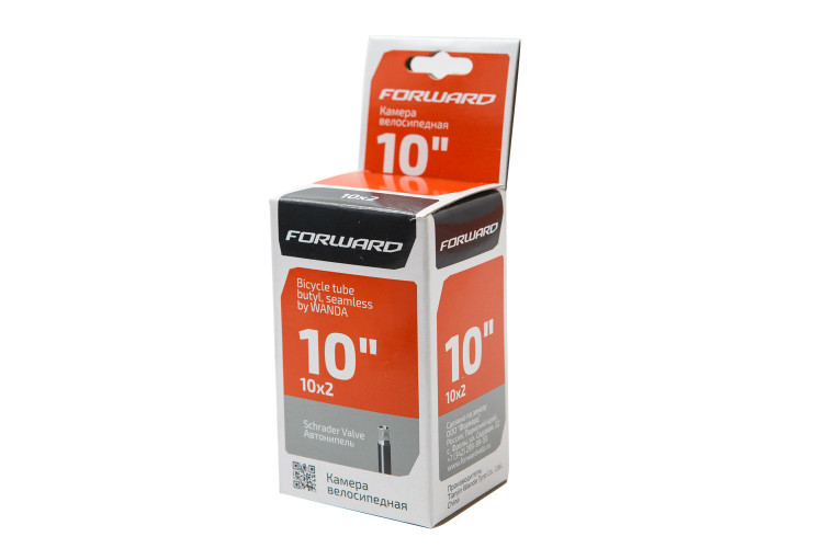 Камера, TU1030B, 10" * 2.0, Бутил, Schrader (AV) гнутый нипель (60 гр.), WANDA/FORWARD