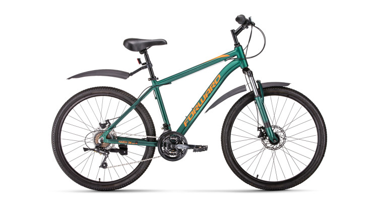 велосипед FORWARD HARDI 26 2.0 disc (26" 21 ск. рост 17") зеленый 2019