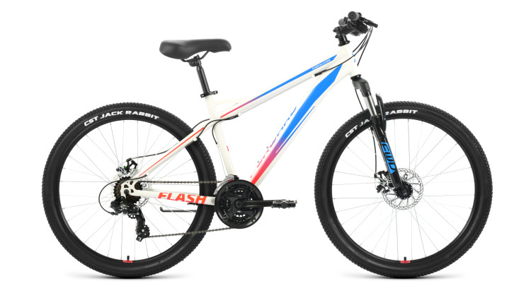 Велосипед FORWARD FLASH 26 2.0 D (26" 21 ск. рост. 19") 2022, белый/голубой