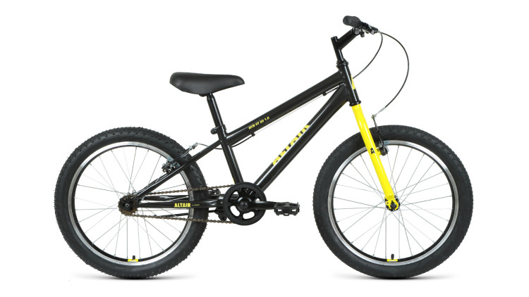Велосипед ALTAIR MTB HT 20 1.0 (20" 1 ск. рост 10.5") 2020-2021, темно-серый/желтый
