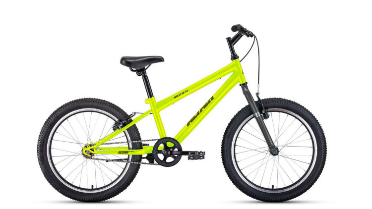Велосипед ALTAIR MTB HT 20 1.0 (20" 1 ск. рост 10.5") 2020-2021, ярко-зеленый/серый