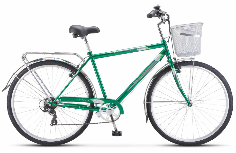 Велосипед STELS Navigator-350 V 28" (20", 7 ск., Зеленый) со складной корзинкой Z011 QR