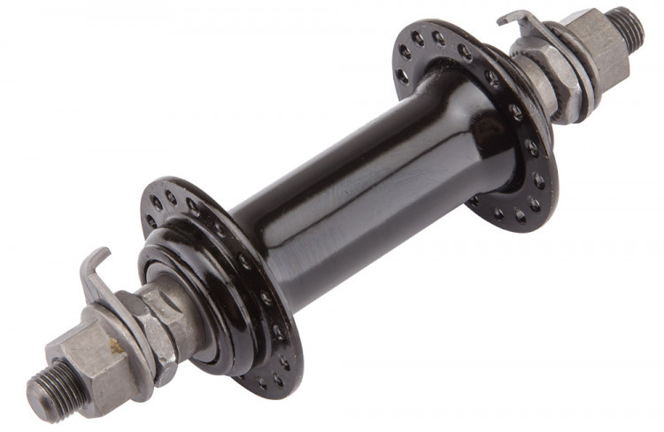 Втулка передняя SF-HB03F 32H 3/8", гайки, стальная чёрная