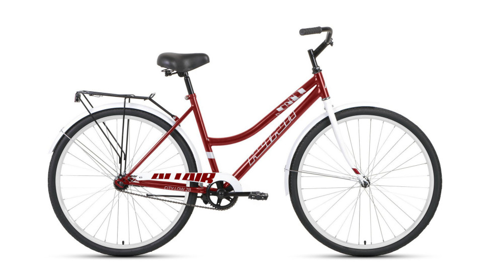 велосипед ALTAIR CITY 28 low (28" 1 ск. рост 19") 2019-2020, темно-красный/серый