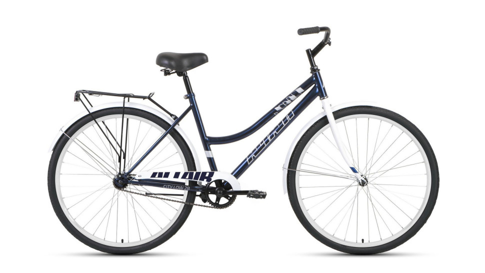 велосипед ALTAIR CITY 28 low (28" 1 ск. рост 19") 2019-2020, темно-синий/серый