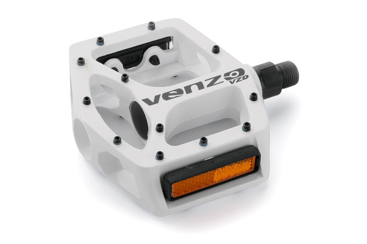 Педали VENZO BMX VZ-E02D-005, основа: алюминий 3D CNC ALLOY, ось: CR-MO, белые, 480 г.