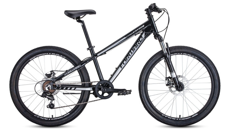 велосипед FORWARD TWISTER 24 2.0 disc (24" 7 ск. рост 13") 2019-2020, черный/серый