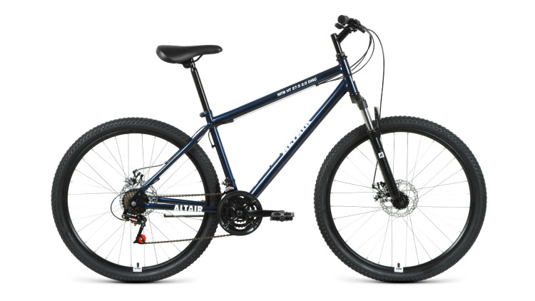 Велосипед ALTAIR MTB HT 27,5 2.0 disc (27,5" 21 ск. рост 19") 2020-2021, темно-синий/белый