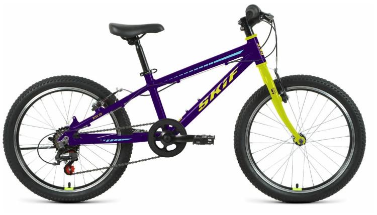 Велосипед SKIF RISE 20 (20" 7 ск.) 2022, фиолетовый/желтый QR