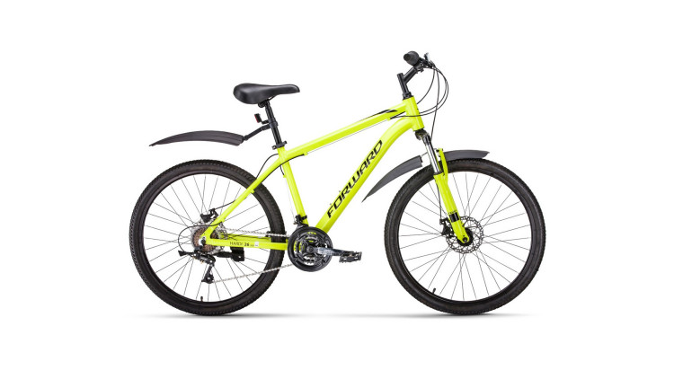 велосипед FORWARD HARDI 26 2.0 disc (26" 21 ск. рост 17") 2019-2020, светло-желтый