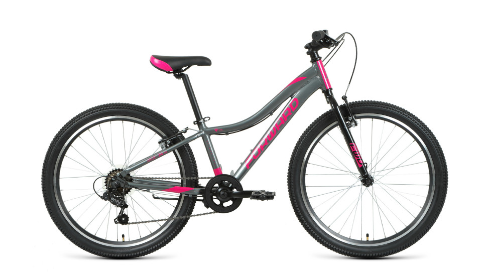 Велосипед FORWARD JADE 24 1.0 (24" 7 ск. рост 12") 2020-2021, серый/розовый