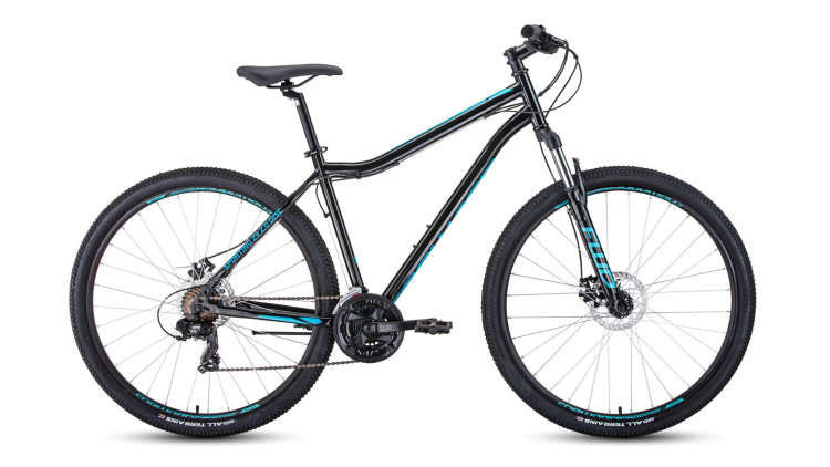 Велосипед FORWARD SPORTING 29 2.0 disc (29" 21 ск. рост 19") 2020-2021, черный/бирюзовый