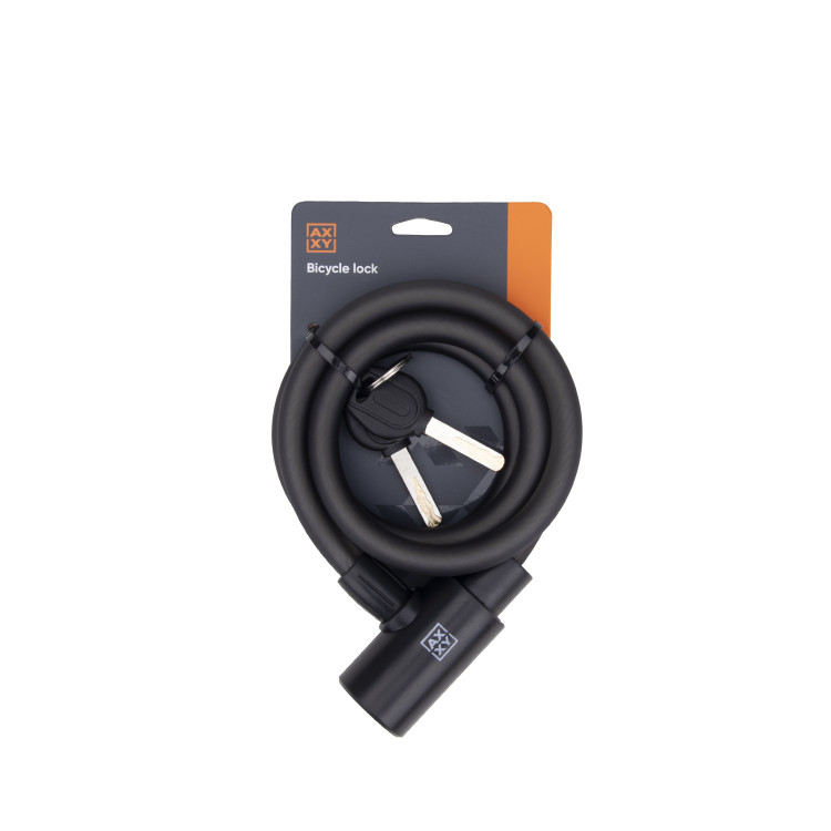 Замок AXXY Kcable12, трос 12х1200мм, финский ключ, матовый черный