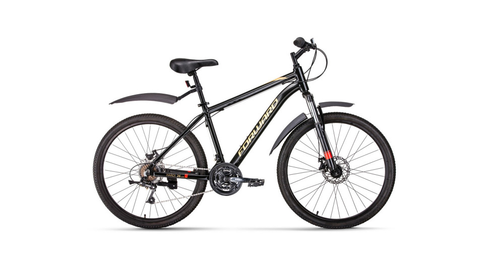 велосипед FORWARD HARDI 26 2.0 disc (26" 21 ск. рост 17") 2019-2020, черный