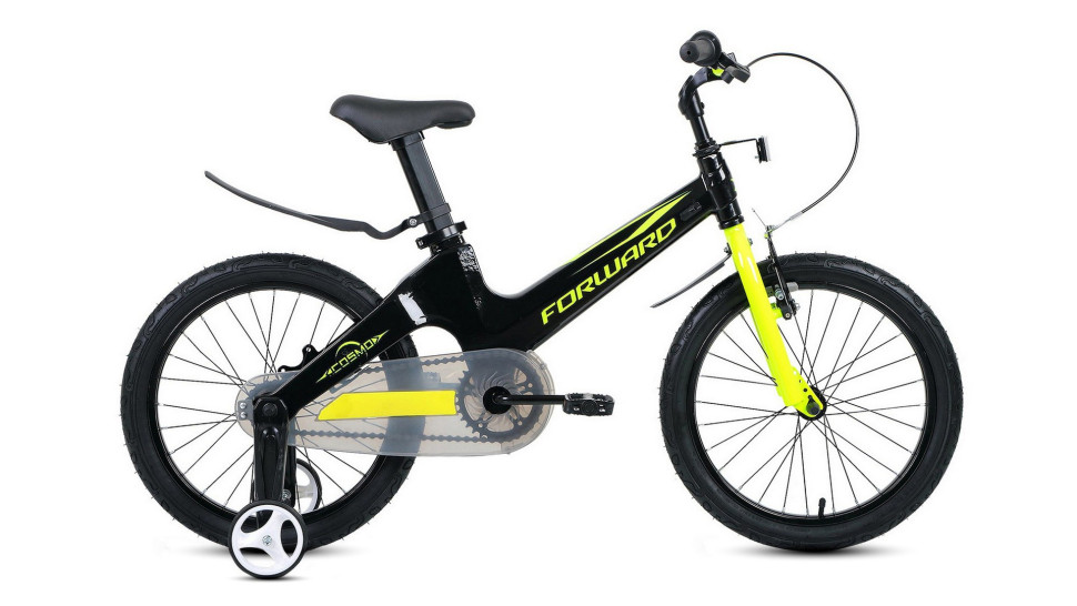 Велосипед FORWARD COSMO 18 (18" 1 ск.) 2020-2021, черный/зеленый