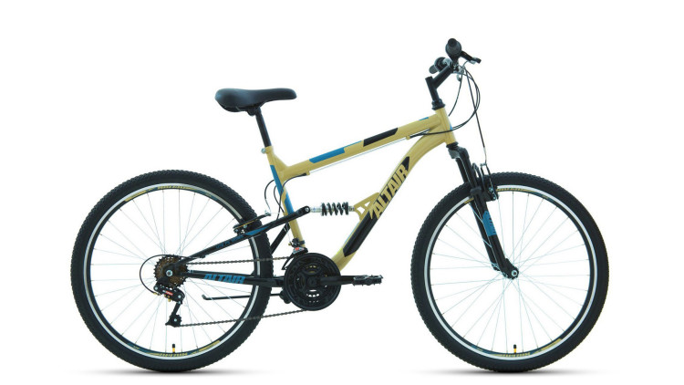 велосипед ALTAIR MTB FS 26 1.0 (26" 18 ск. рост 16") 2019-2020, бежевый/черный