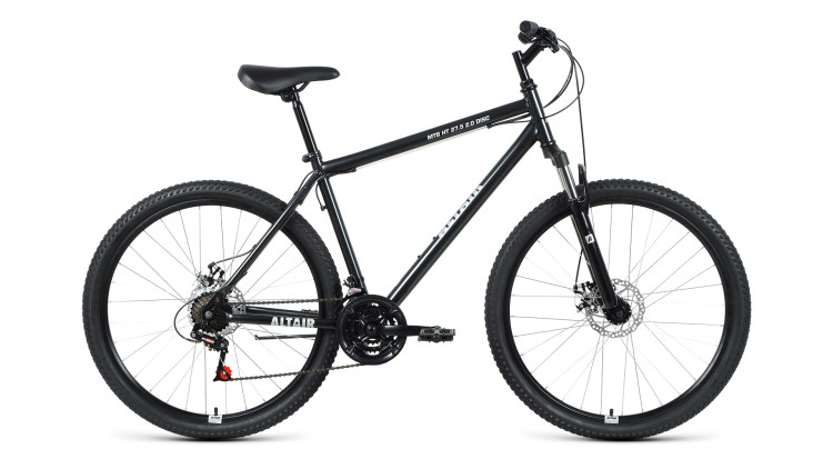 Велосипед ALTAIR MTB HT 27,5 2.0 disc (27,5" 21 ск. рост 17") 2020-2021, черный/серебристый