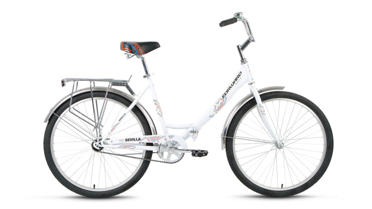 велосипед FORWARD SEVILLA 26 1.0 (26" 1 ск. рост 18.5" скл.) белый 2019