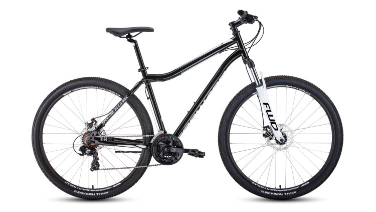 Велосипед FORWARD SPORTING 29 2.0 disc (29" 21 ск. рост 21") 2020-2021, черный/белый
