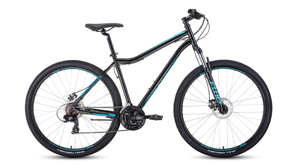 Велосипед FORWARD SPORTING 29 2.0 disc (29" 21 ск. рост 21") 2020-2021, черный/бирюзовый