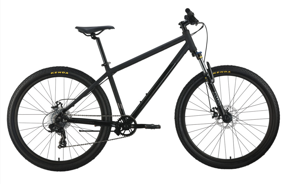 Велосипед FORWARD APACHE 27,5 2.0 D (27.5" 8 ск. рост. 19") 2024, черный-мат/черный QR