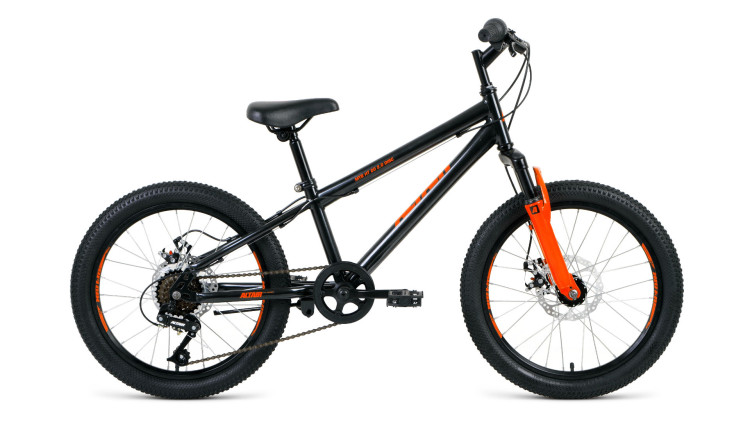 велосипед ALTAIR MTB HT 20 2.0 disc (20" 6 ск. рост 10.5") 2019-2020, черный/оранжевый